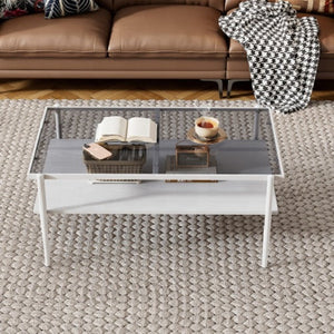 New Modern Coffee Table,coffee Tables for Living Room, Glass Coffee Table, Square Steel Coffee Table Living Room Furniture