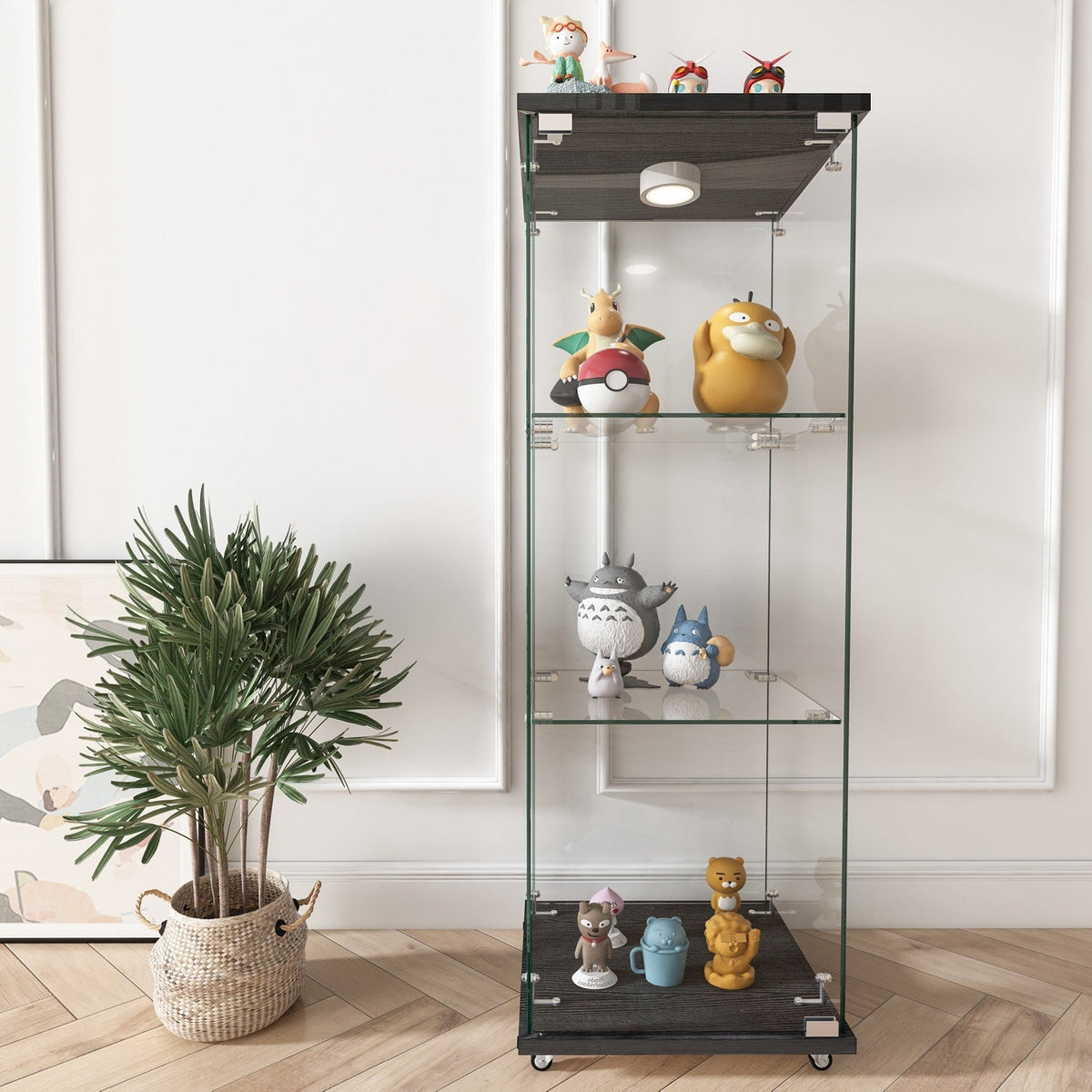 47.9" Glass Display Cabinet Showcases Cabinet for Living Room Storage for Action Figure Garage Kits Home Decor
