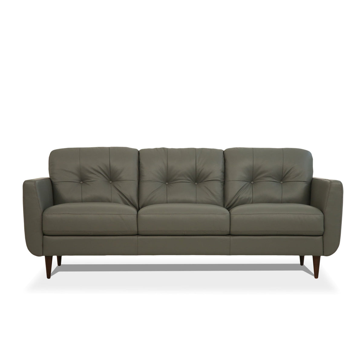 HMS 83 2-Seater Green Genuine Leather Chesterfield Sofa with Black Legs Elegant Home Living Room Furniture Set