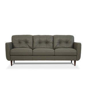 HMS 83 2-Seater Green Genuine Leather Chesterfield Sofa with Black Legs Elegant Home Living Room Furniture Set