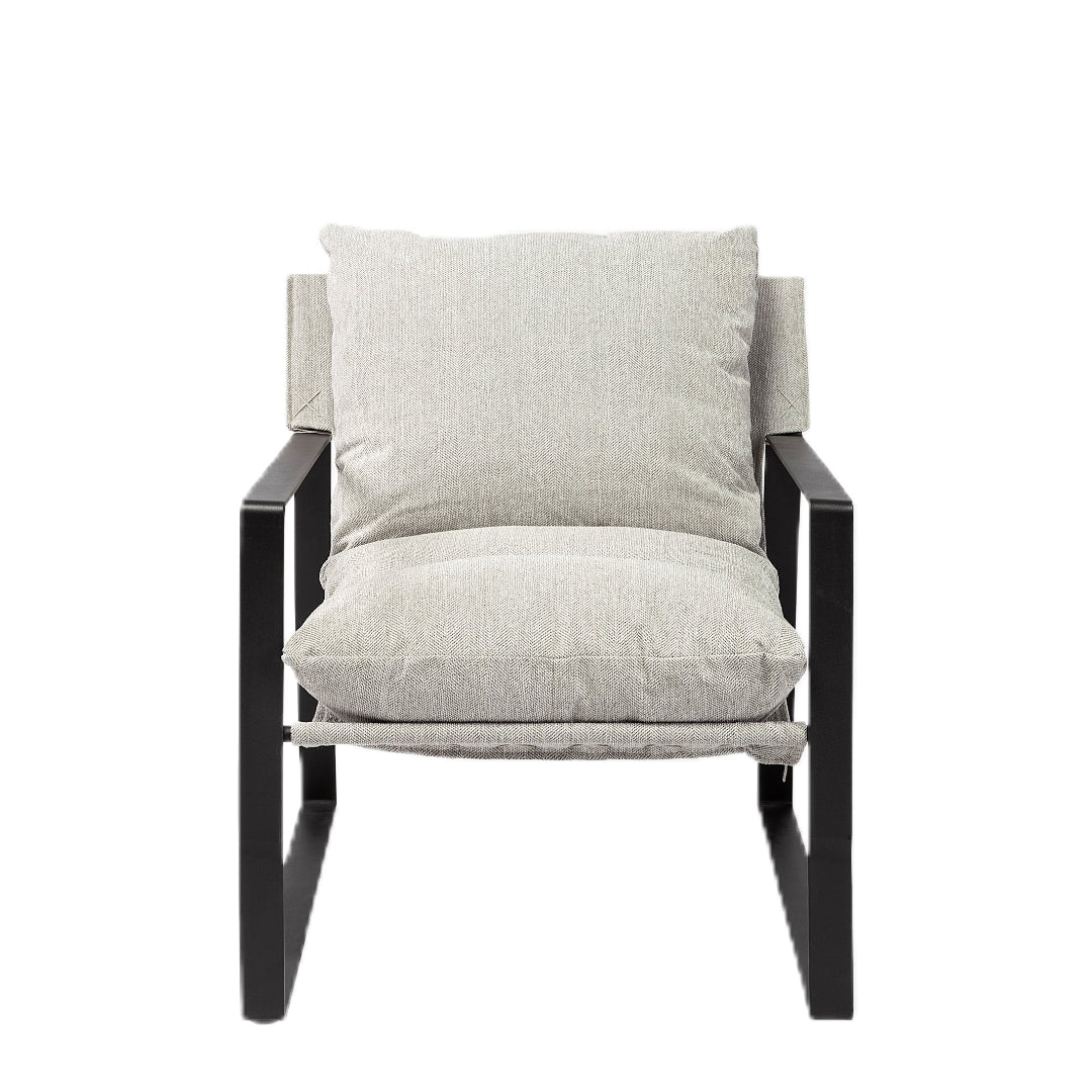 HMS 35 Wingback Chair in Gray and Black Fabric Elegant Living Room Furniture