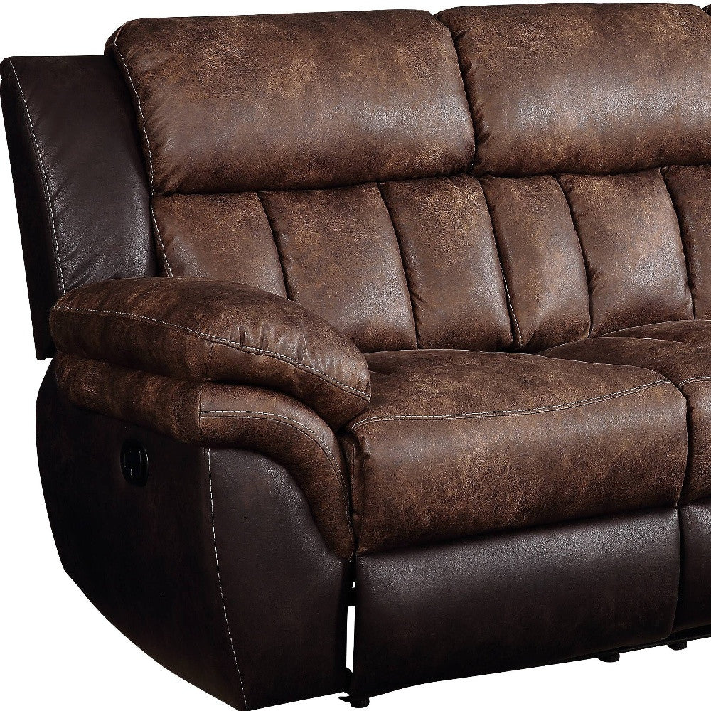 91" Espresso Microfiber Reclining Sofa Set Two-Seater with Extendable Feature Modern Design Home Furniture Black Wood Legs