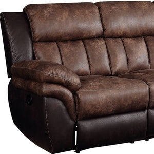 91" Espresso Microfiber Reclining Sofa Set Two-Seater with Extendable Feature Modern Design Home Furniture Black Wood Legs