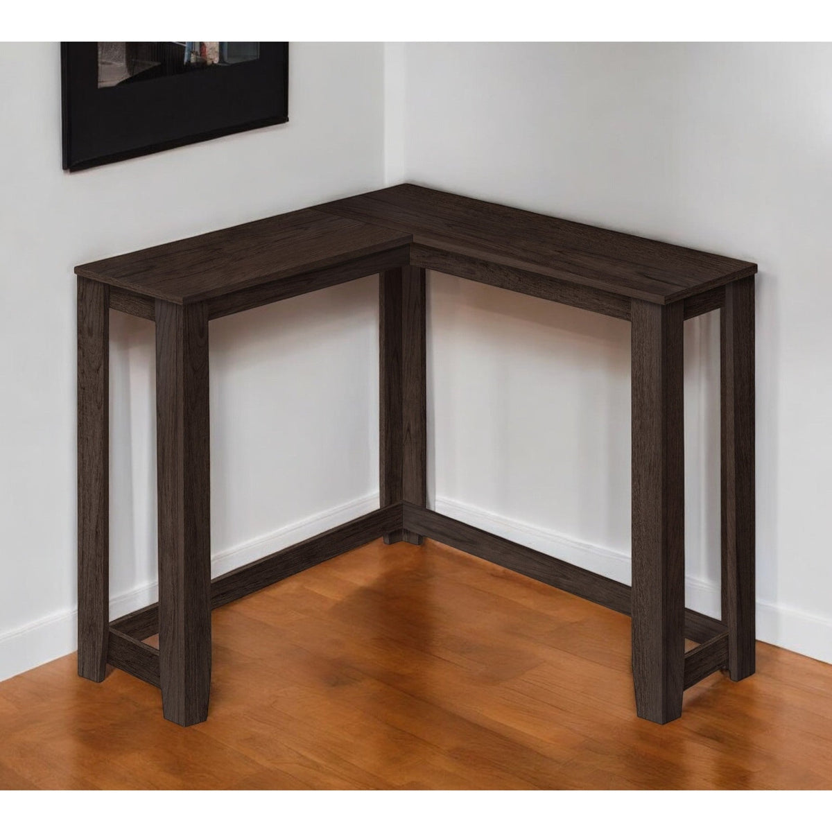 Hms 36\" Espresso Solid Wood Distressed Corner Console Table