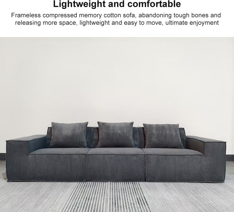 Modern Vacuum Compressed Sofa Tofu Height Density Sponge Modular Sofa for Living Room Cord Sofa