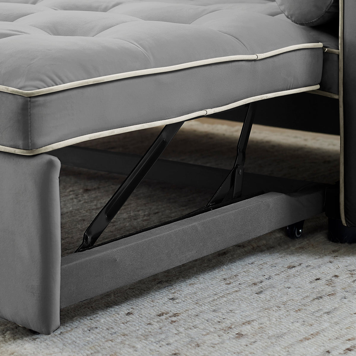 Modern Luxury 55.5 Inch Pull-Out Sleep Sofa Bed 2-Seater Loveseat Couch with Side Pockets Velvet Material Extendable Feature