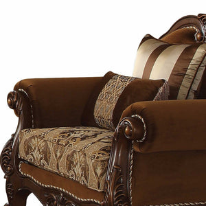HMS 37\" Brown Velvet Floral Club Chair with Comforable Toss Pillows Accent Chair for Home Office Home Furniture