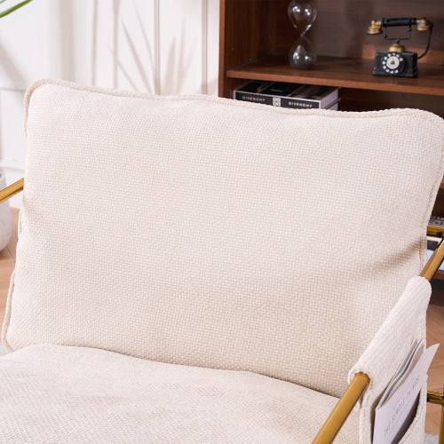 Modern Furniture Two-piece Living Room Chair, Cushioned Hanging Armchair, Metal Frame with Armrest Pocket