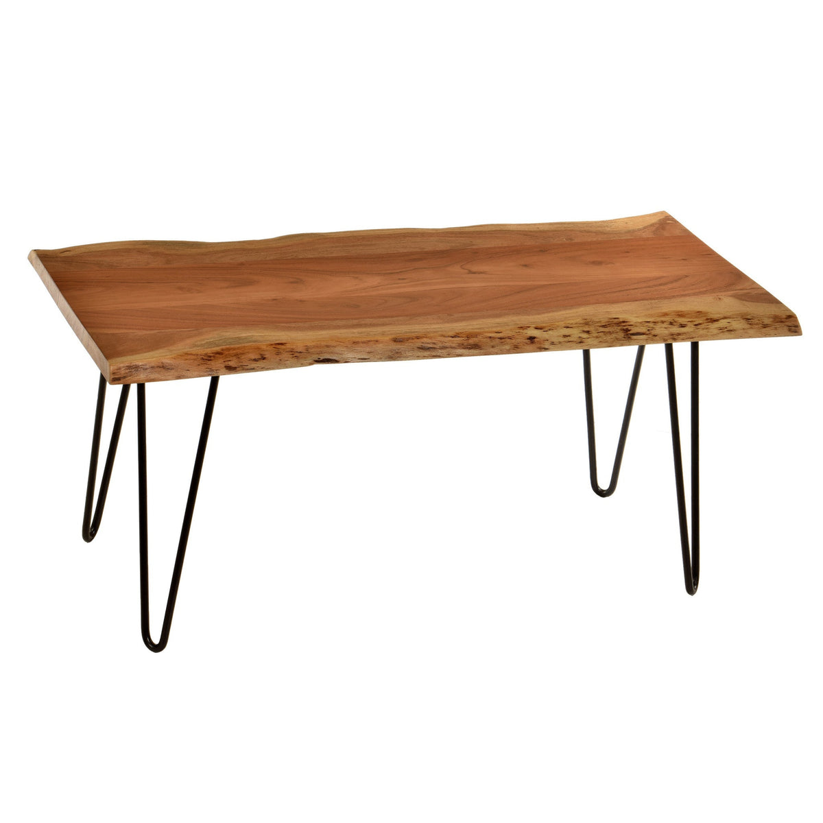 HMS 42\" Solid Wood and Iron Coffee Table in Natural and Black Premium Product Category