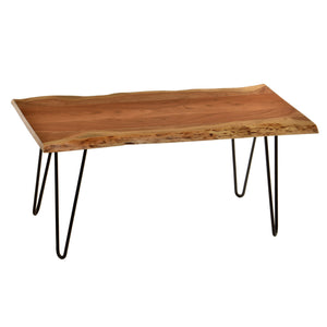 HMS 42\" Solid Wood and Iron Coffee Table in Natural and Black Premium Product Category