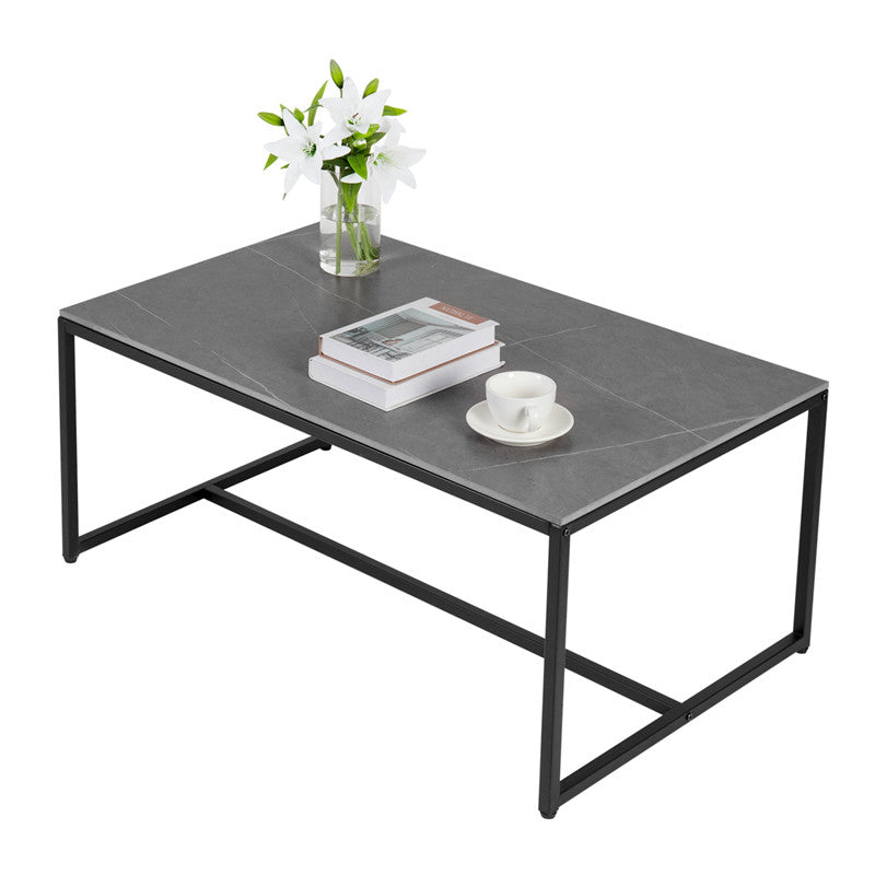 US Free Shipping Modern Living Room Center Furniture Coffee Table Marble Pattern Tea Table with Open Storage