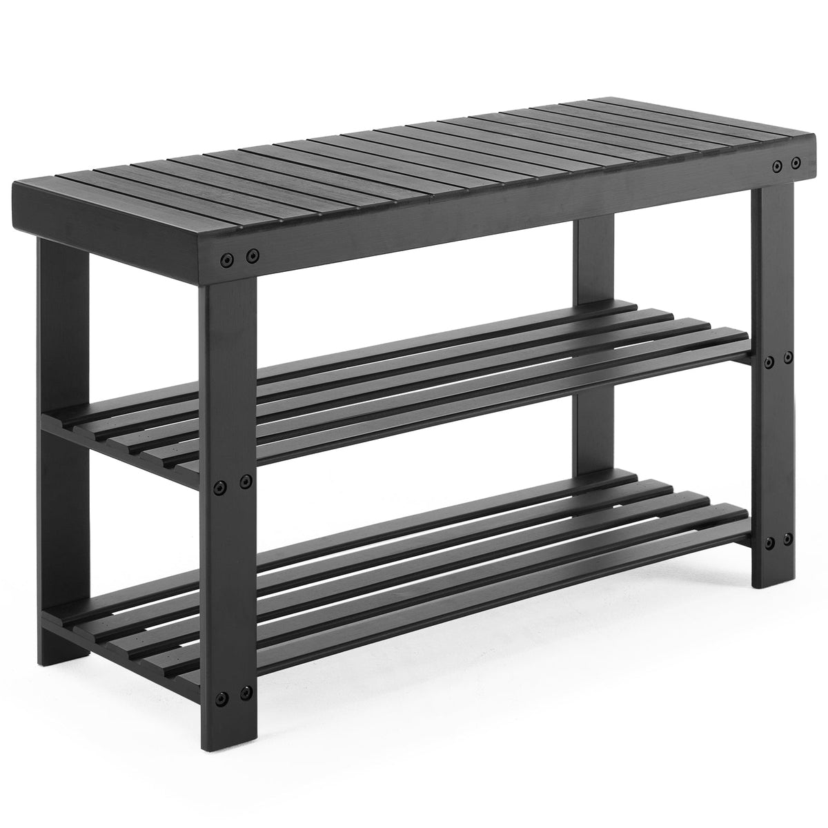 FCJ 3-Tier Bamboo Shoe Rack Bench Compact 286lb Capacity Storage Organizer Durable for Entryway Bedroom Living Room Balcony