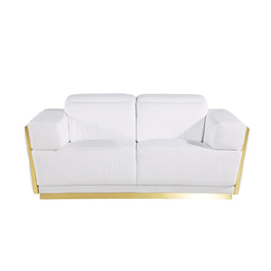 HMS 70 White Silver Italian Leather Chesterfield Loveseat High-End Home Furniture for Living Rooms Genuine Leather Sponge