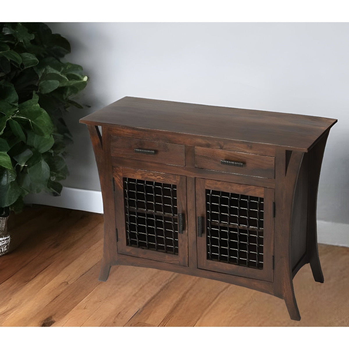 HMS 44 Dark Brown Solid Wood Standard Accent Chest with Two Drawers Living Room Cabinets