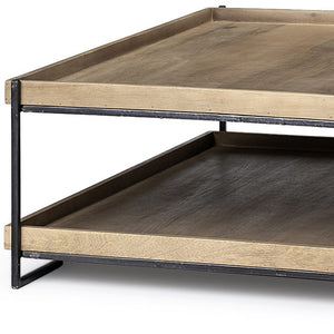 HMS 46\" Coffee Table with Natural and Black Solid Wood and Metal Featuring a Shelf