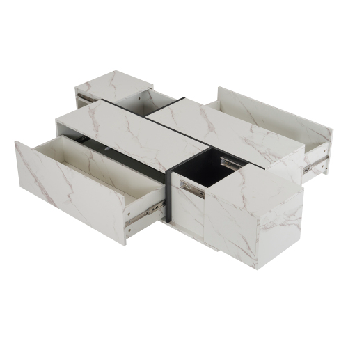 Rectangular Sliding Top Coffee Table 2 Drawers 2 Hidden Storage 47.2 FCJ for Farmhouse Japanese Living Room Tea Table Design
