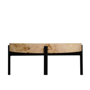 HMS 22\" Black and Brown Wood and Metal Round End Table Stylish Coffee Table with Unique Color Combination