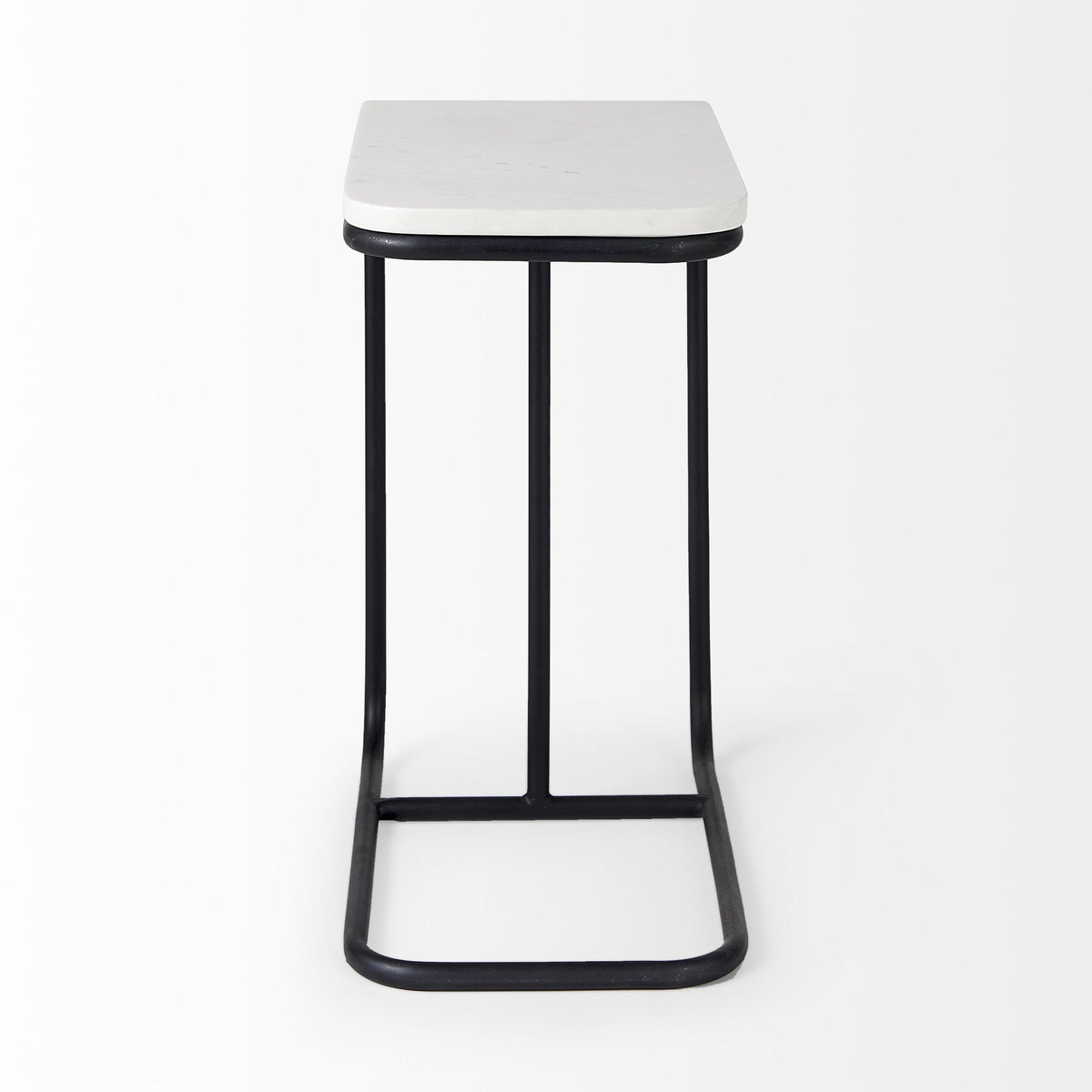 HMS 23\" Black and White Marble Console Table with Metal C Elegant End Table