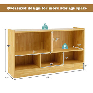 Kids 5-Cube Wood Toy Storage Cabinet Organizer with 2-Shelf Bookcase