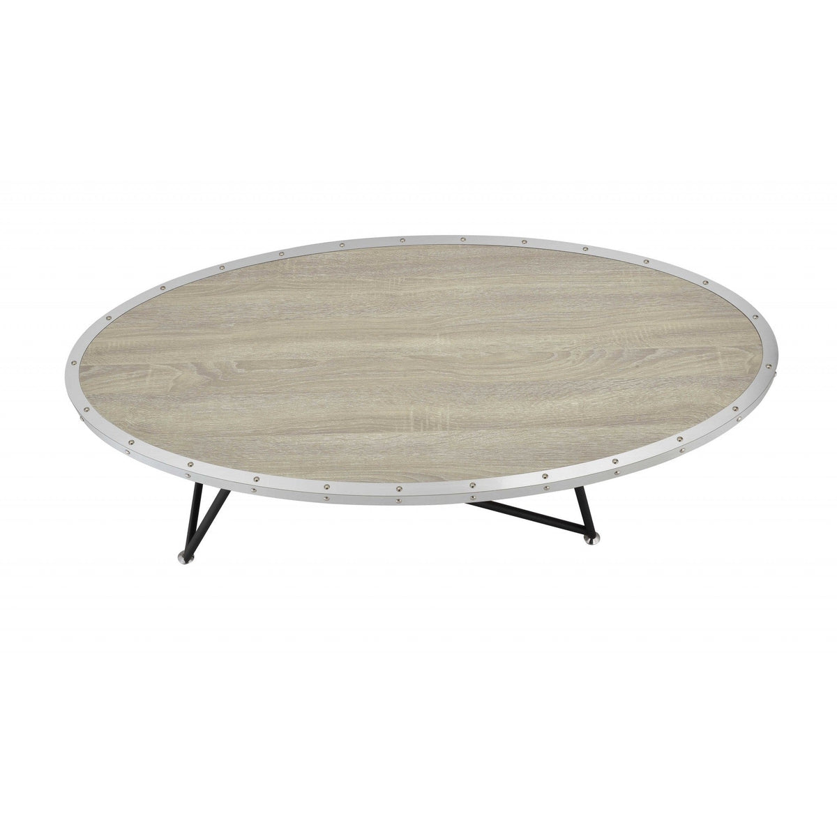 HMS 46\" Natural and Black Wood Round Abstract Coffee Table with Iron Modern Home Décor