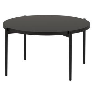 HMS 32\" Antique European Round Coffee Table Black Steel with Marble and Stone Finish for Living Room Furniture