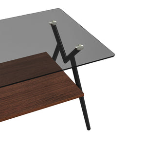 Trending New Two Layer Coffee Table Tempered Glass Top and Metal Legs Modern Table Console Table for Living Room Furniture