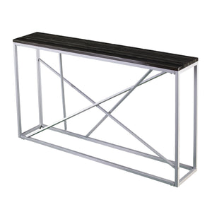 hms 52" Black and Silver Faux Stone Frame Console Table