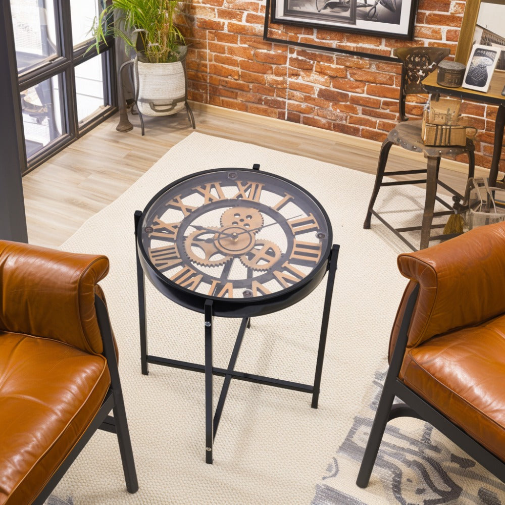 Industrial Style Mechanical Clock Coffee Table
