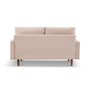 HMS 69 Beige Boucle Velvet Chesterfield Sofa with Dark Brown Legs One Seat Extendable for Living Room Sponge Filled