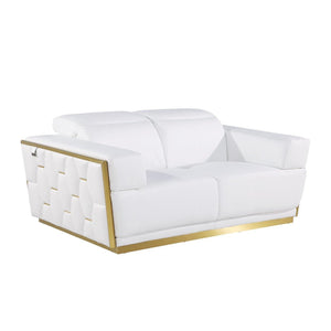 HMS 70 White Silver Italian Leather Chesterfield Loveseat High-End Home Furniture for Living Rooms Genuine Leather Sponge
