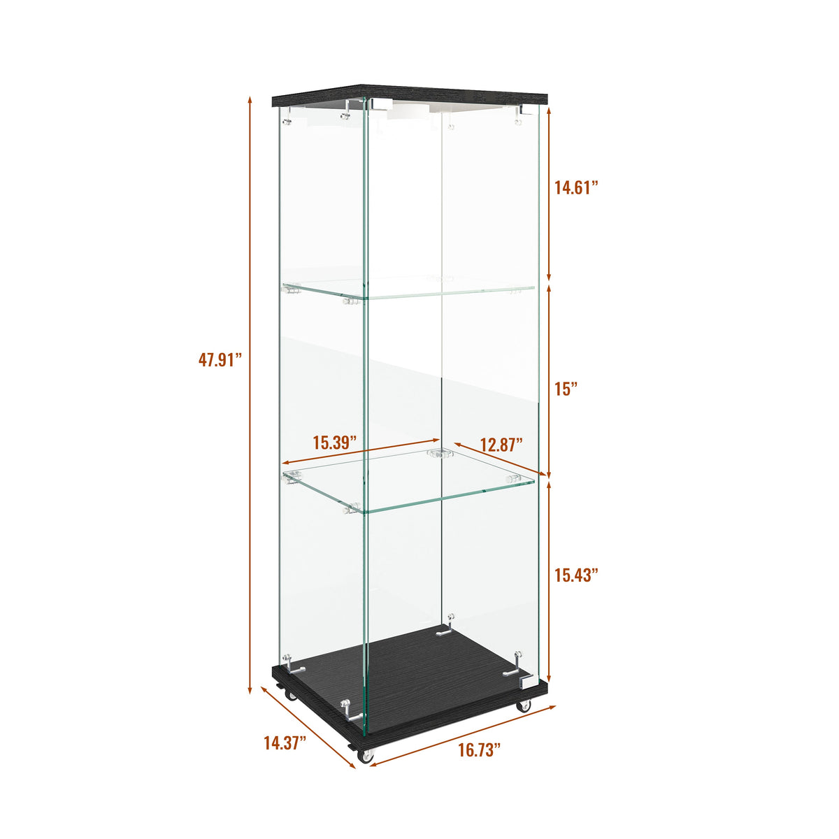 47.9" Glass Display Cabinet Showcases Cabinet for Living Room Storage for Action Figure Garage Kits Home Decor