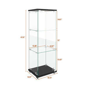 47.9" Glass Display Cabinet Showcases Cabinet for Living Room Storage for Action Figure Garage Kits Home Decor