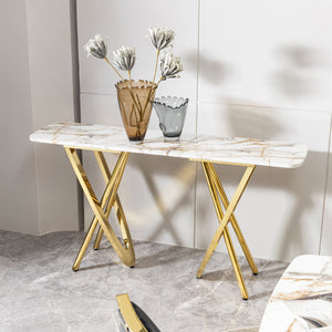 Italian Marble Mdf Wooden Console Table Modern Luxury Design Gold Stainless Steel Entryway Console Tables Living Room Furniture