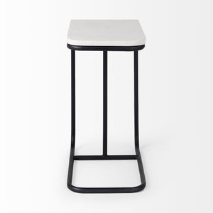 HMS 23\" Black and White Marble Console Table with Metal C Elegant End Table