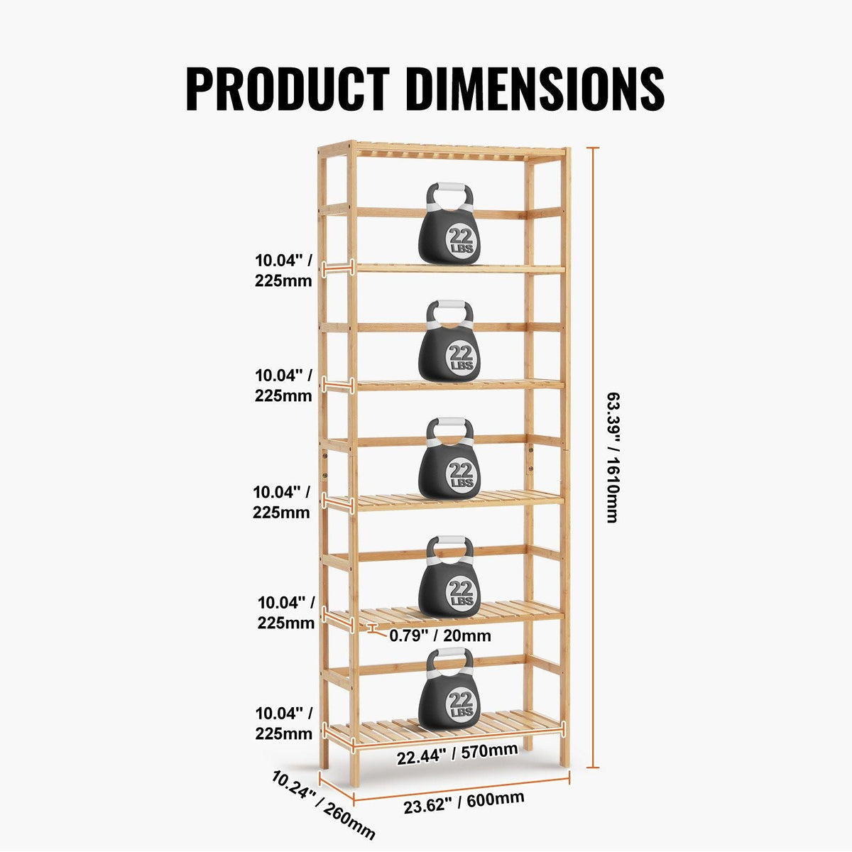 6-Tier Bamboo Ladder Bookcase Rectangle Storage Rack Bookshelf Eco-Friendly and Stylish Bookcase