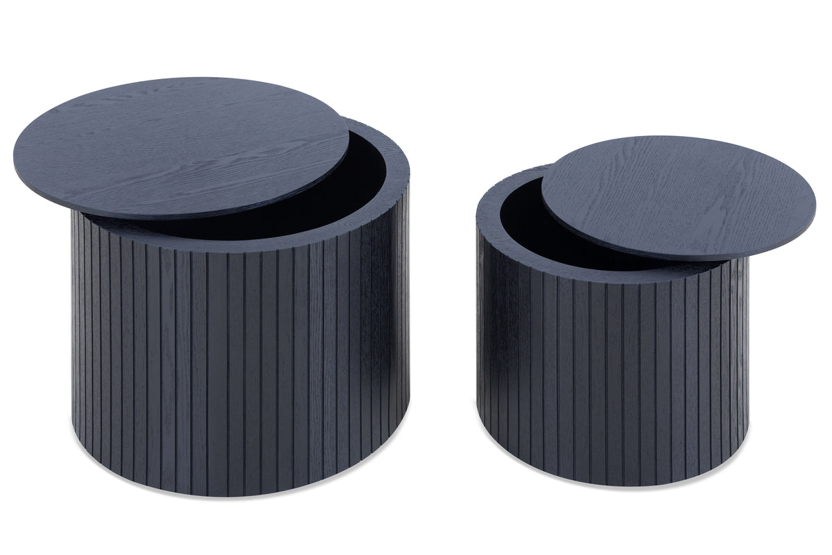 Nested Table Set 2 Pieces, MDF Coffee Table Set Living Room/lounge Area, Black