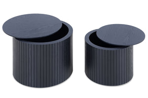 Nested Table Set 2 Pieces, MDF Coffee Table Set Living Room/lounge Area, Black