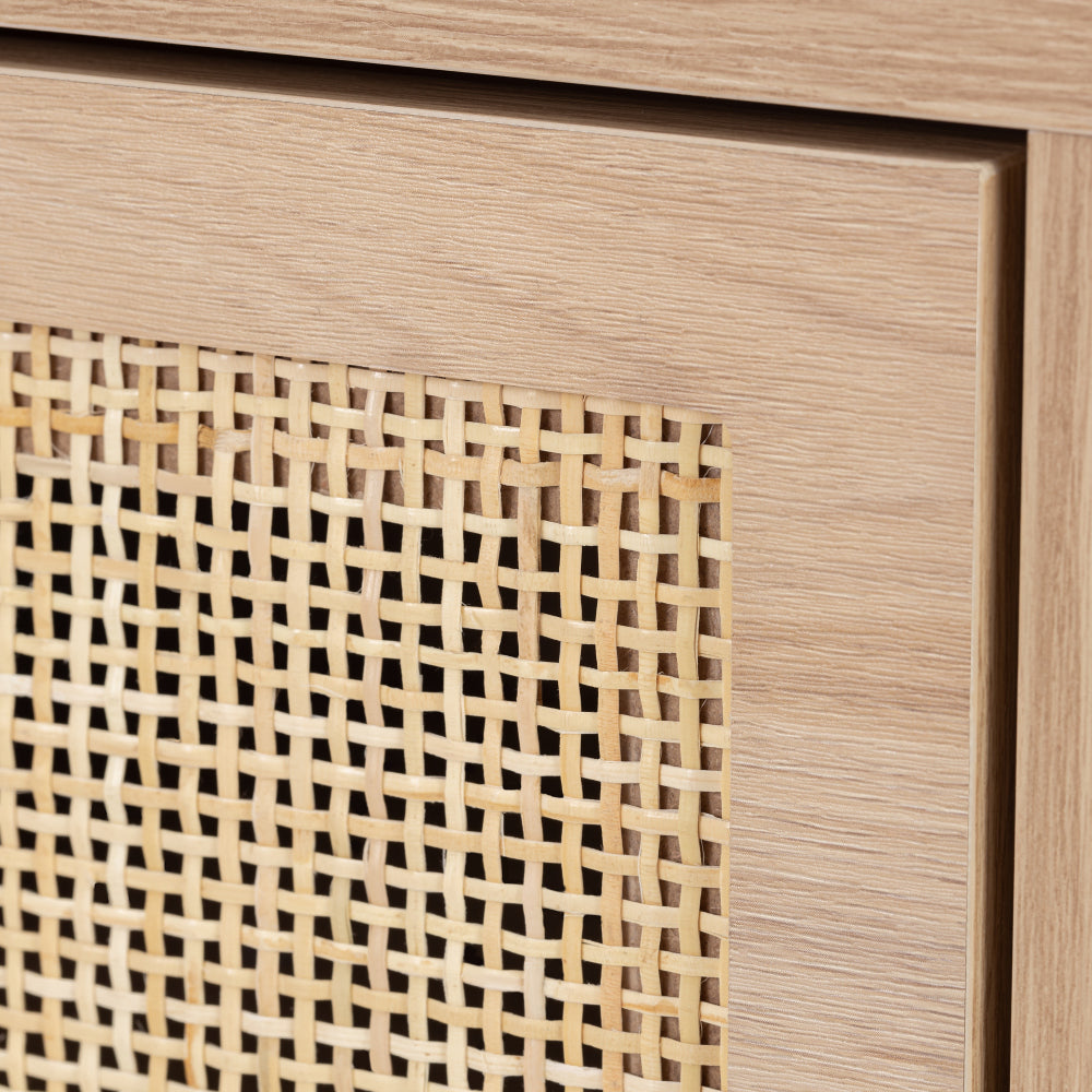 Set of 2 Rectangle Rattan Bedside Table Nightstand  with Drawer 2