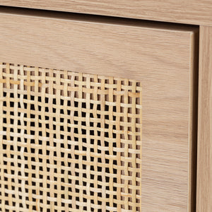 Set of 2 Rectangle Rattan Bedside Table Nightstand  with Drawer 2