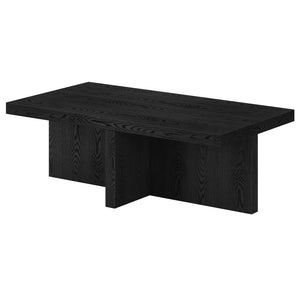 HMS 44\" Black Faux Wood Grain Wabi-Sabi Style Wide Side Table Movable Coffee Table for Living Room Home Furniture
