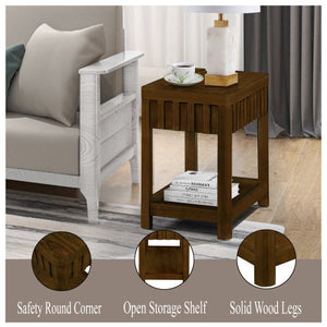 25-Inch Rectangular Farmhouse Console Table with Storage Rack Coffee Table Style FCJ Collection