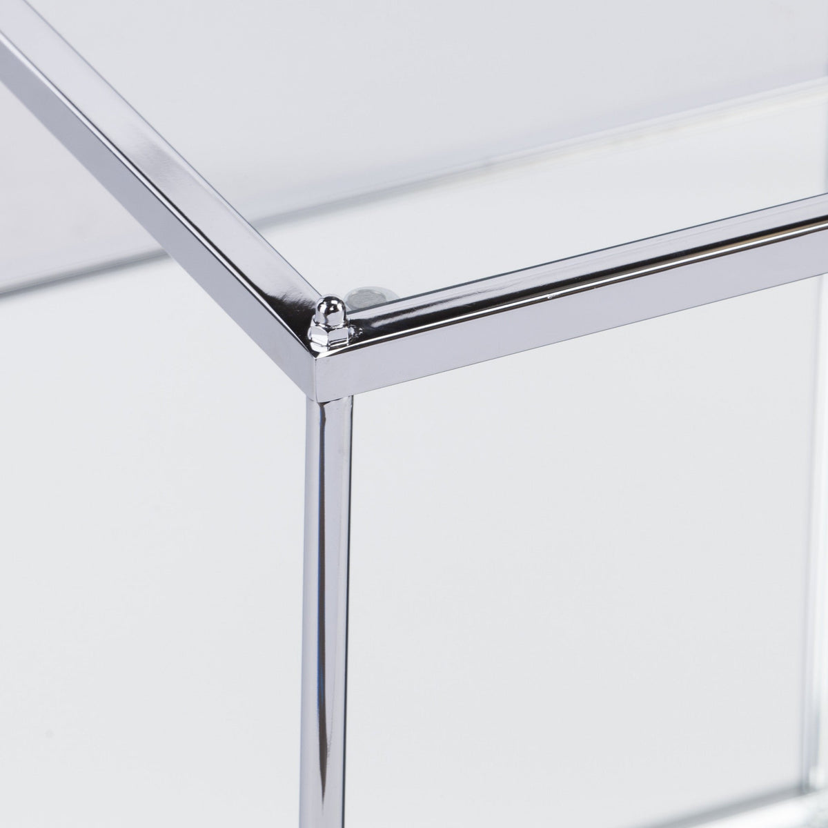 HMS 42\" Chrome Glass and Metal Rectangular Coffee Table with Mirrored Top