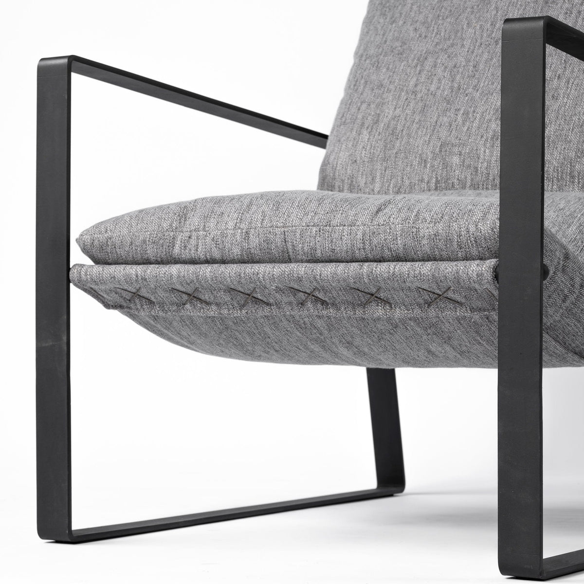 HMS 35 Wingback Chair in Gray and Black Fabric Elegant Living Room Furniture