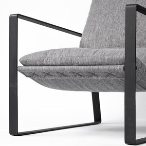 HMS 35 Wingback Chair in Gray and Black Fabric Elegant Living Room Furniture