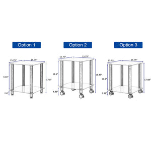 Movable Living Room Tables , Glass Sofa Table with Wheels , Easy to Move 3 Options Setting