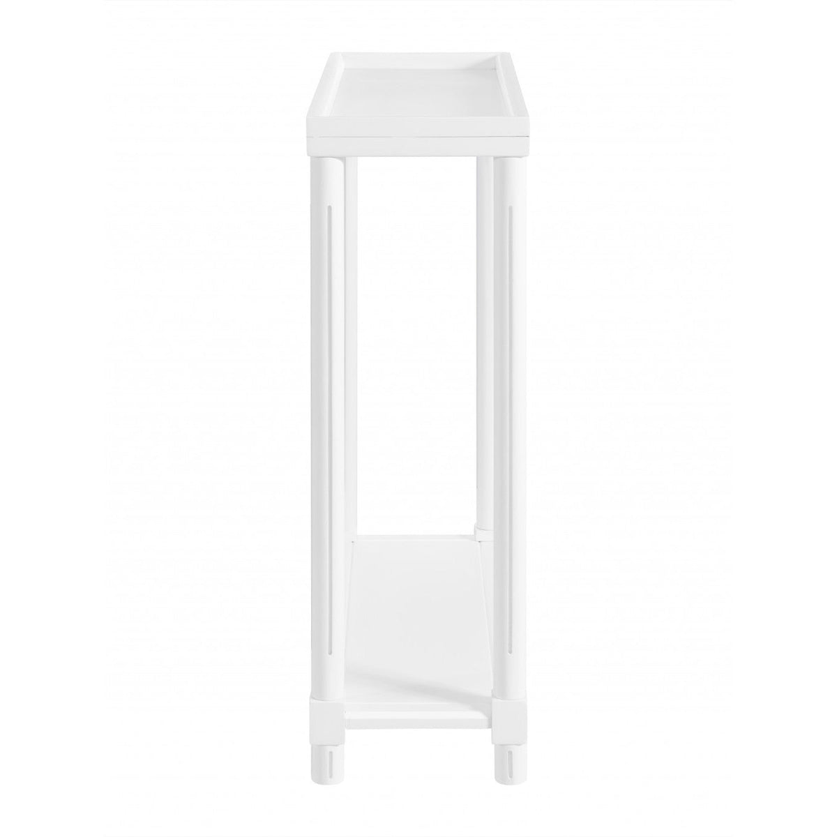 HMS Set of Two 24\" White Wood Rectangular Console Tables with Shelf Elegant End Tables for Home Decor