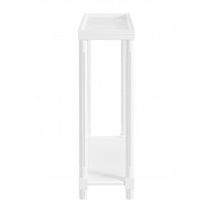 HMS Set of Two 24\" White Wood Rectangular Console Tables with Shelf Elegant End Tables for Home Decor