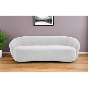 HMS 90 Contemporary Chesterfield Sofa Off-White Fabric with Black Legs for Living Rooms