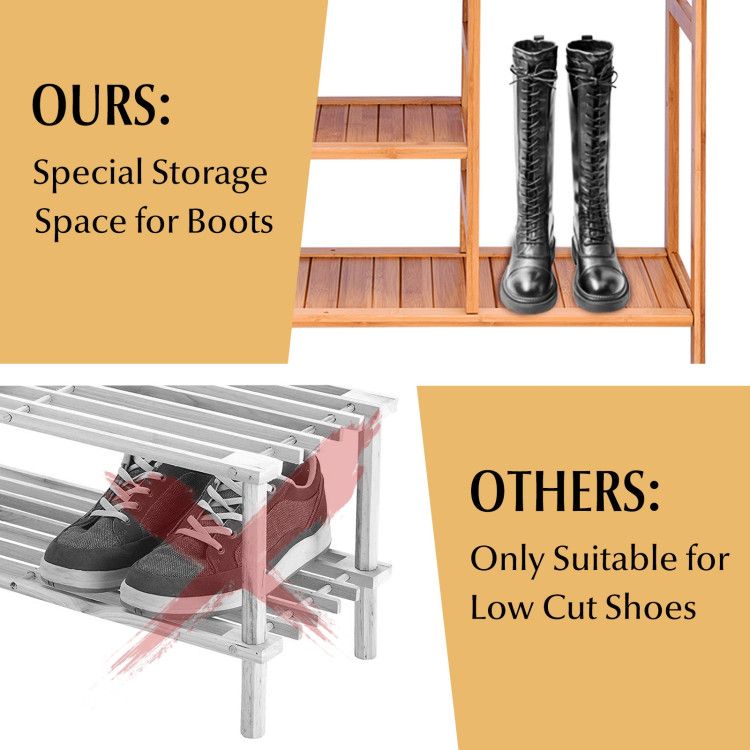 4 Tiers Multifunctional Bamboo Shoe Rack for Entryway Hallway Premium Quality Over-the-door Storage Solution
