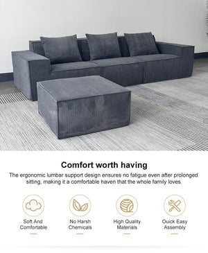 Modern Vacuum Compressed Sofa Tofu Height Density Sponge Modular Sofa for Living Room Cord Sofa